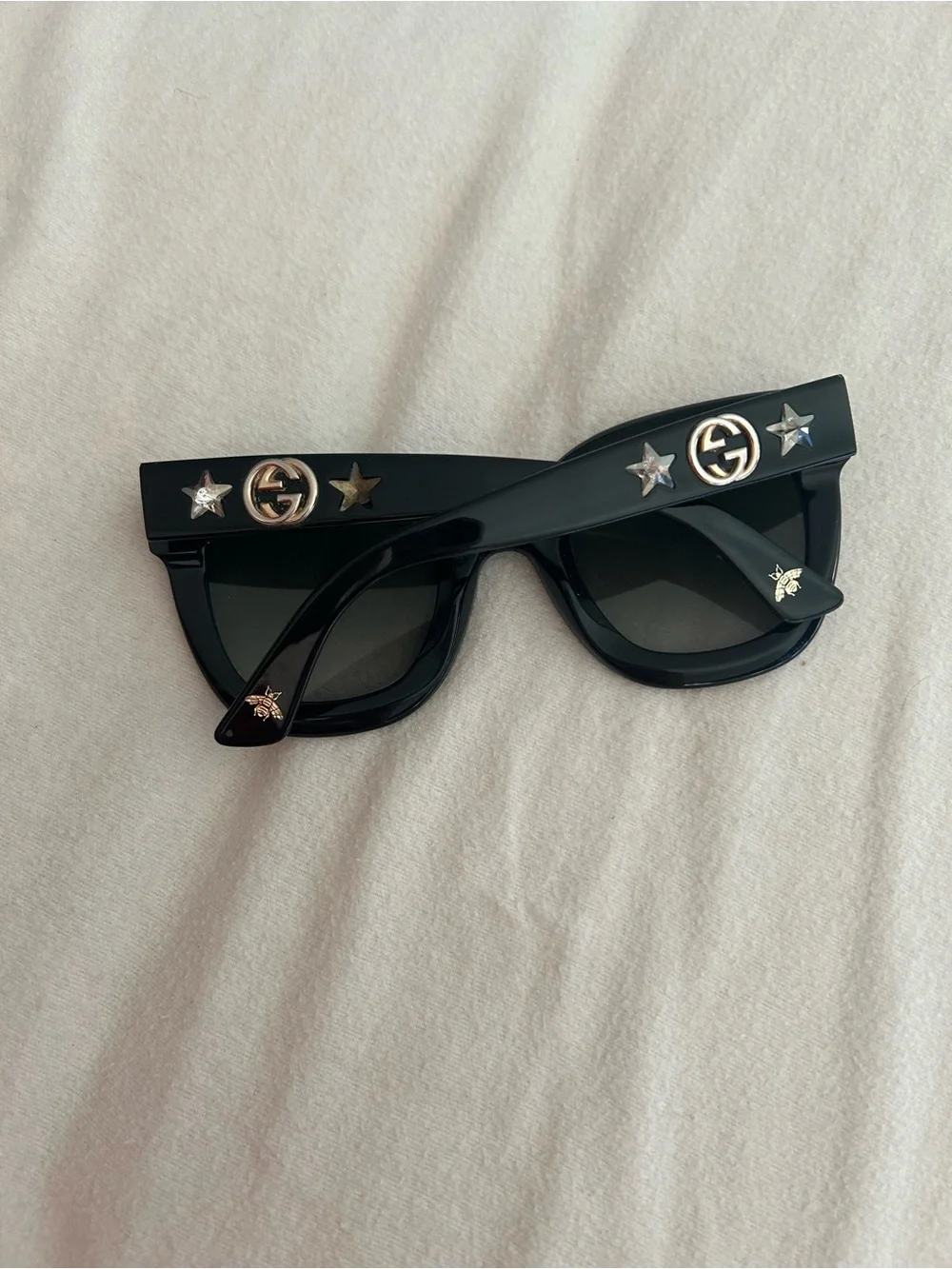 Gucci Black Square Sunglasses with Star & GG Embellishments